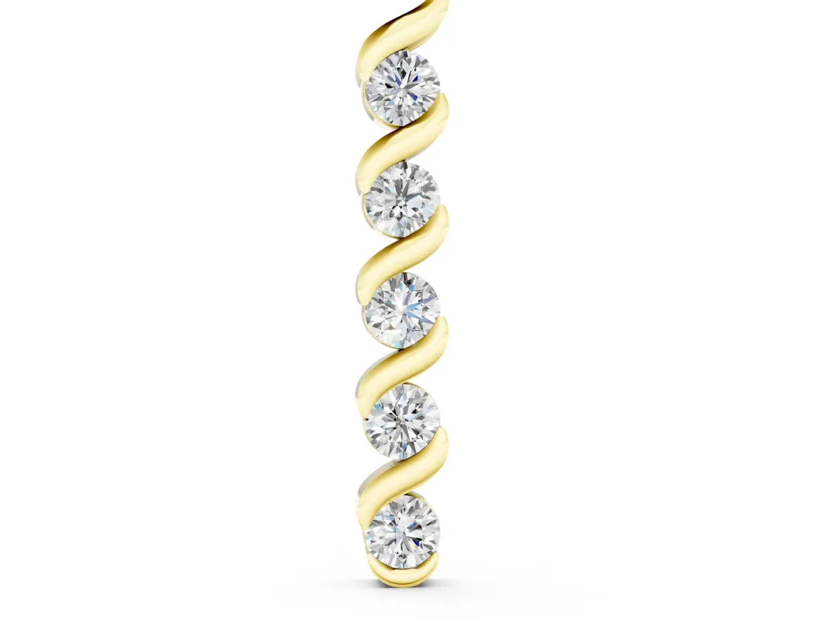 Round Diamond Spiral Prong Pendant Yellow gold
