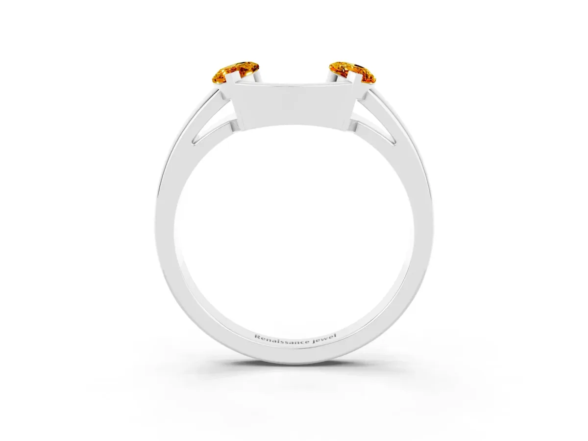Marquise Citrine Open Band Ring with Tension Setting White gold