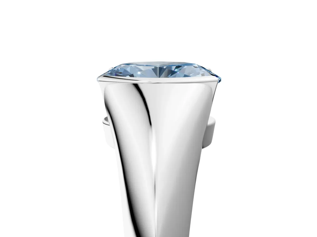 Fancy Blue Oval Cut Solitaire Tension Set Diamond Ring Platinum