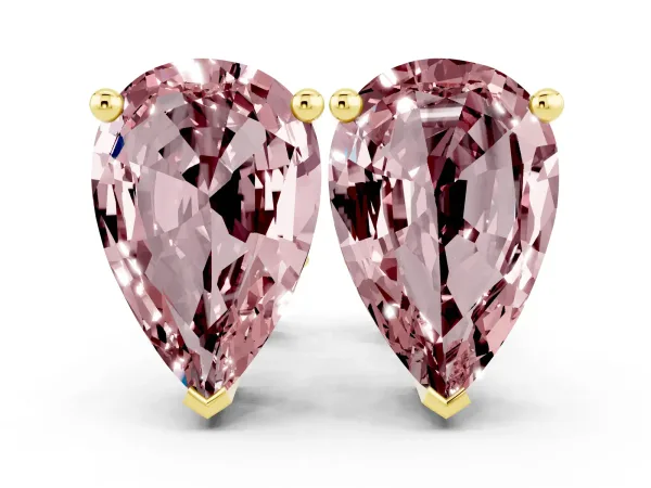 Pear Cut Morganite Stud Earrings Yellow gold
