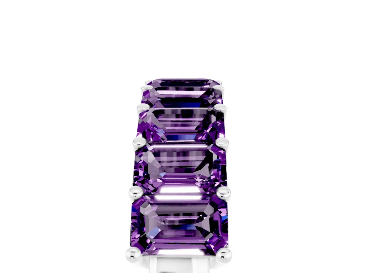 Emerald Cut Amethyst Prong-Set Eternity Band Platinum
