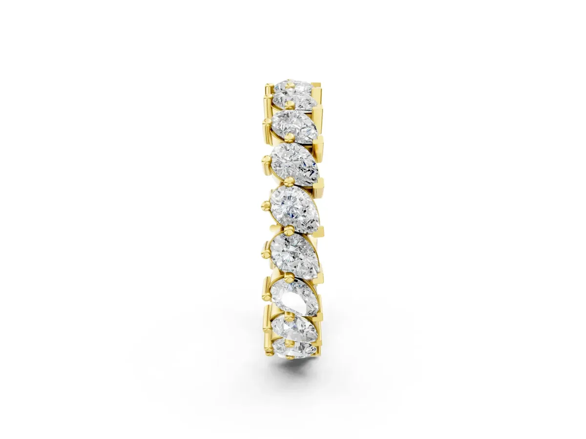 Pear Diamond Full Eternity Band with Shared Prong Setting Yellow gold
