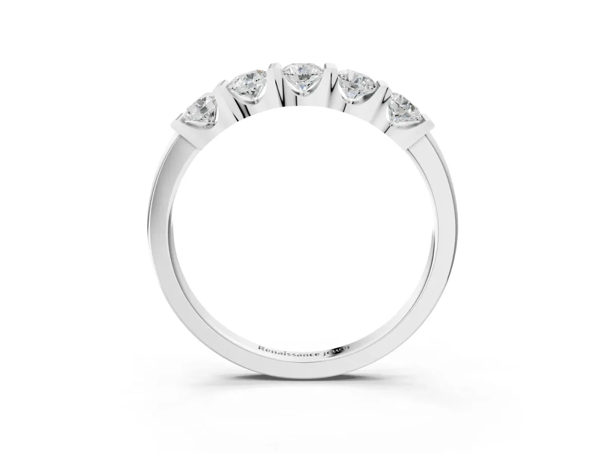 Channel-Set Round Diamond Five-Stone Band Silver