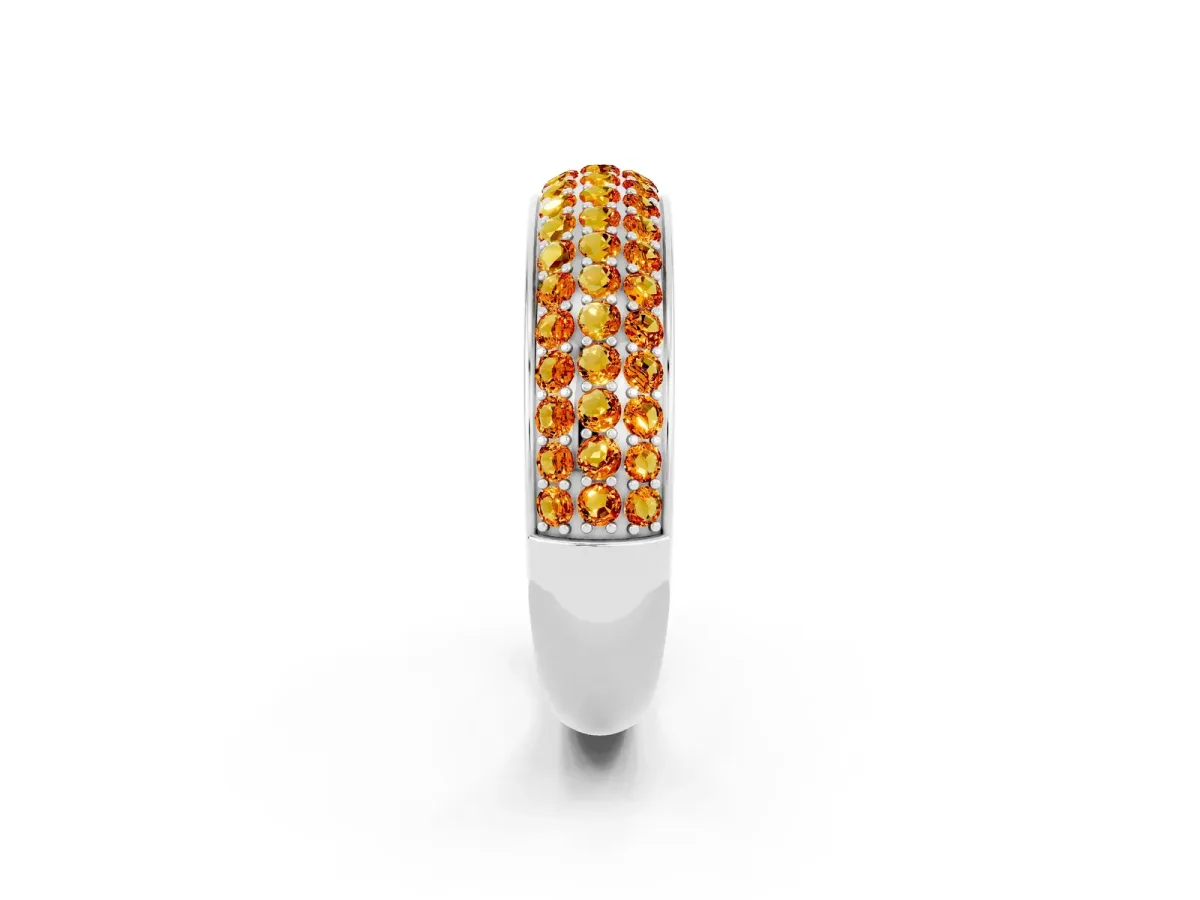 Three-Row Round Citrine Eternity Band with Shared Prong Setting Silver