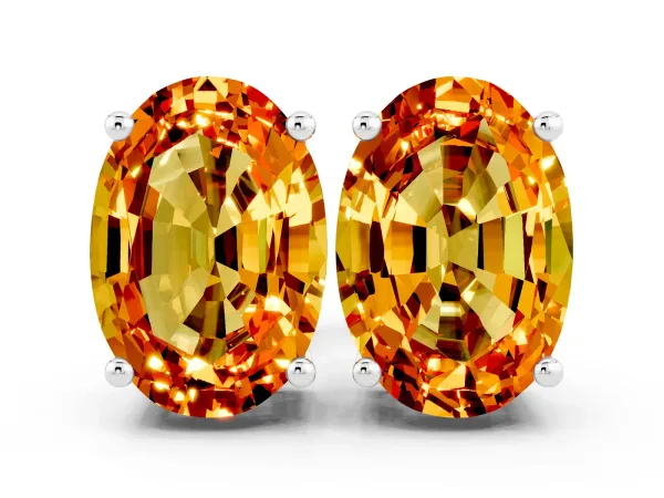 Oval Cut Citrine Stud Earrings Platinum