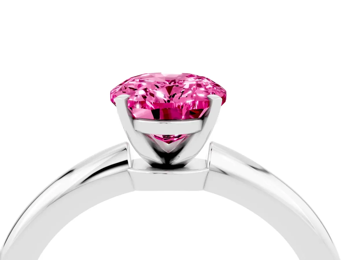 Oval Cut Pink Sapphire Solitaire Ring with Six-Prong Setting and Classic Band Silver