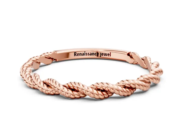 Twisted Rope Solitaire Band with Round Stone and Bezel Setting Rose gold