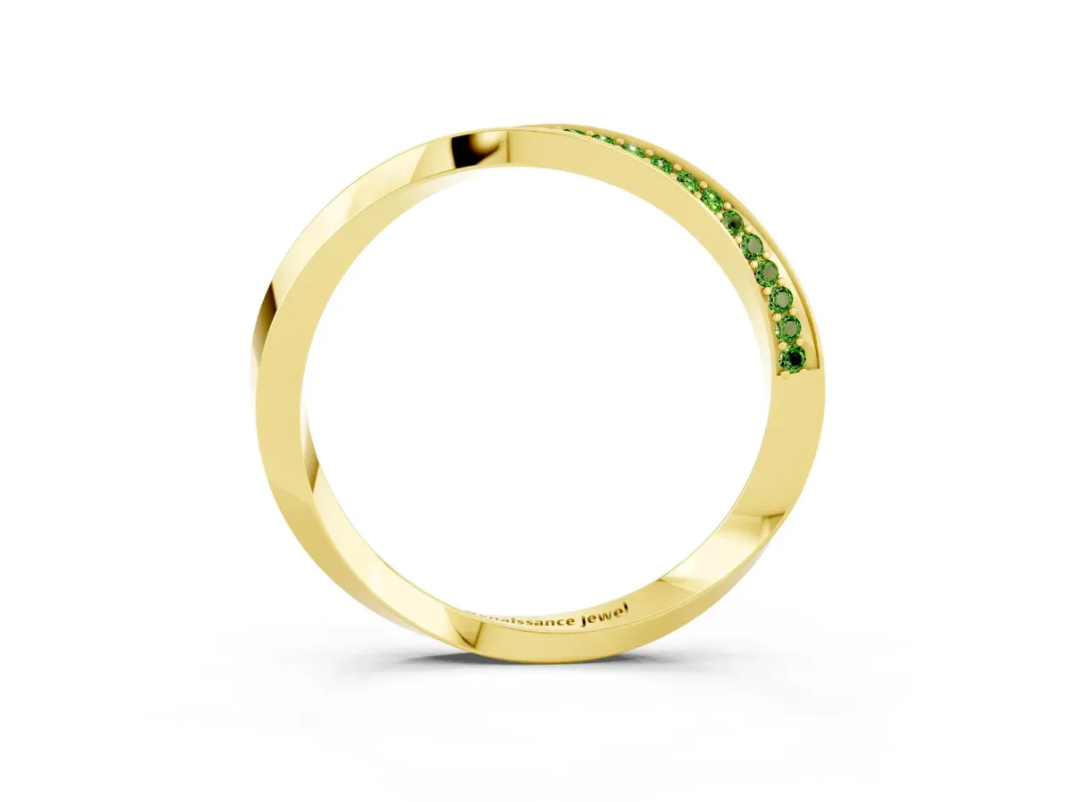 Pavé Round Peridot Twist Band Yellow gold