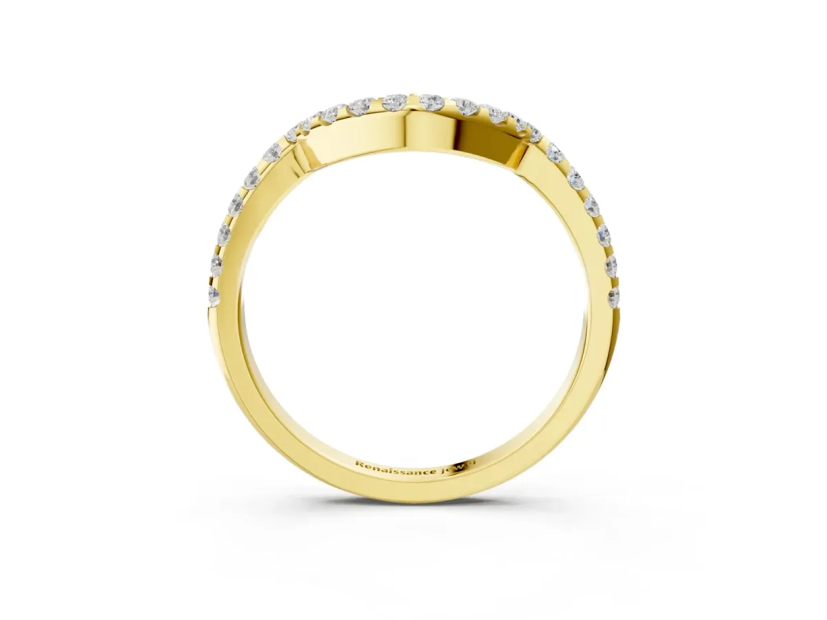 Round Diamond Pavé Curved Eternity Band Yellow gold