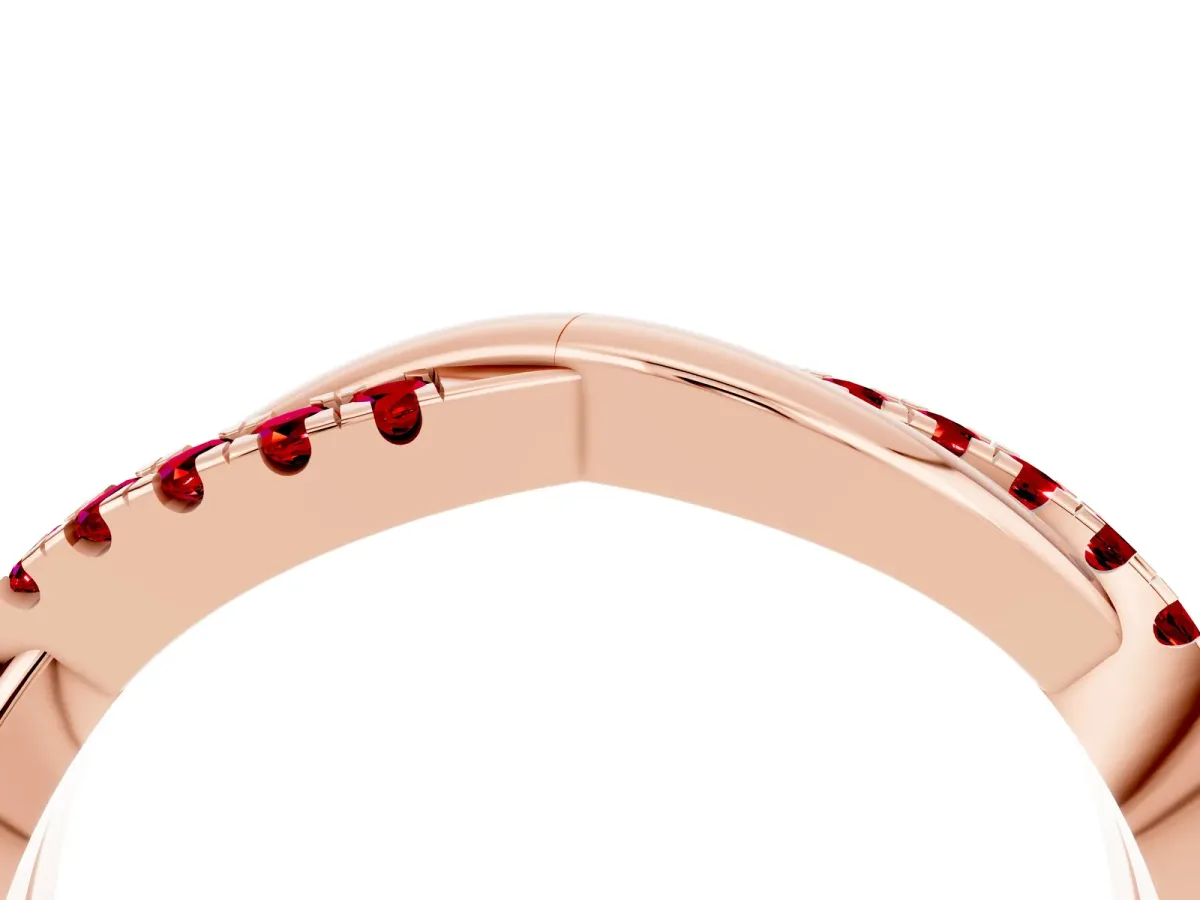 Round Ruby Twisted Infinity Band with Prong Setting Rose gold