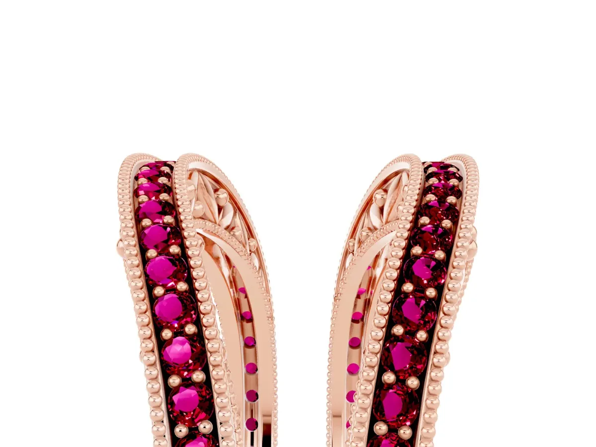 Round Garnet Milgrain Eternity Band with Channel Setting Rose gold