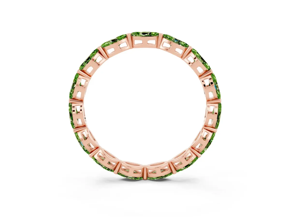Marquise Peridot Eternity Band with U-Prong Setting Rose gold
