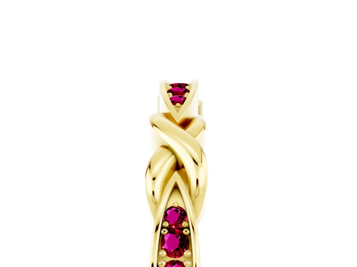 Twisted Marquise Garnet Pavé Band with Shared Prong Setting Yellow gold