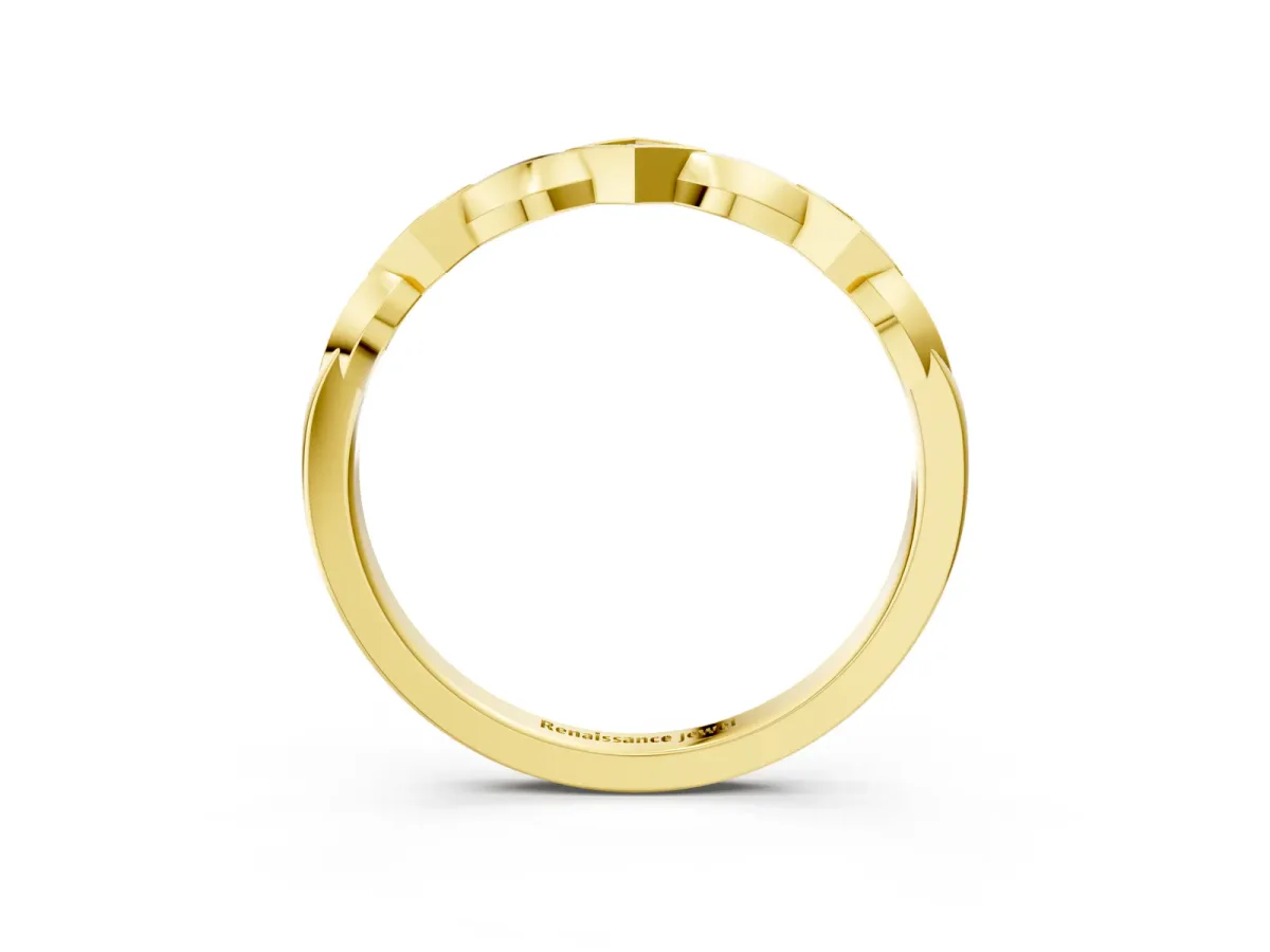 Square Diamond Twist Band with Bezel Setting Yellow gold