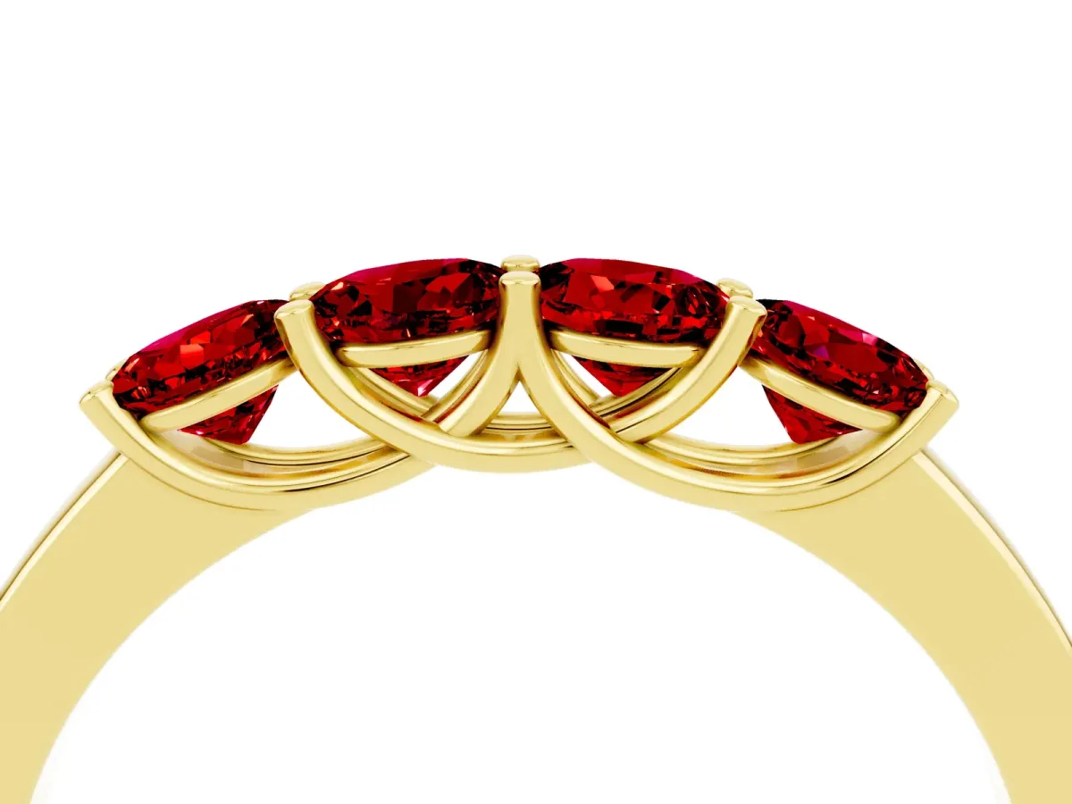 Four-Stone Round Ruby Prong-Set Band Yellow gold