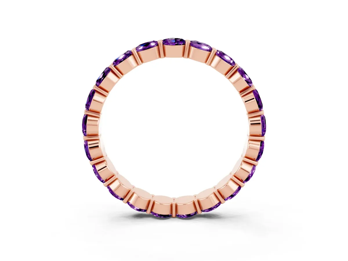 Round Amethyst Eternity Band with U-Prong Setting Rose gold