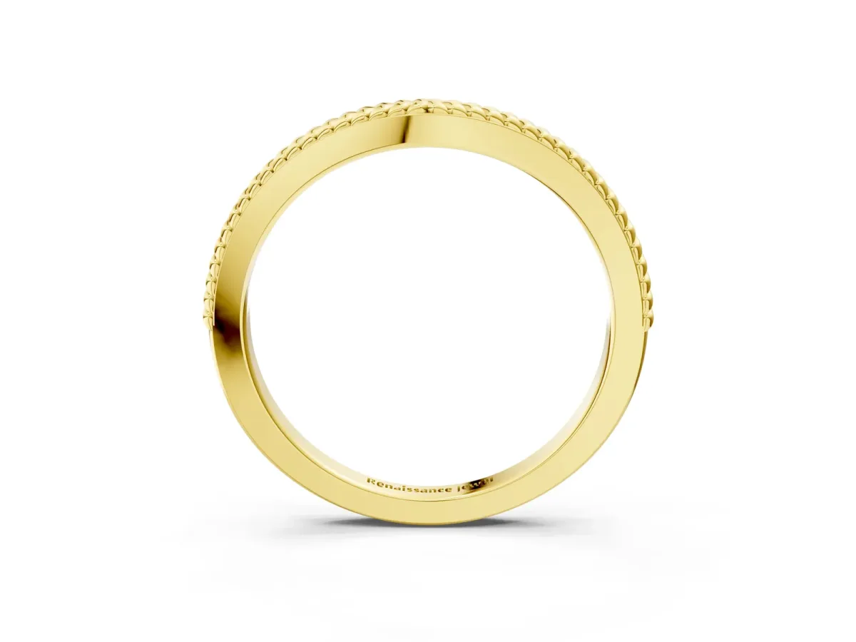 Milgrain Twist Contour Wedding Band Yellow gold
