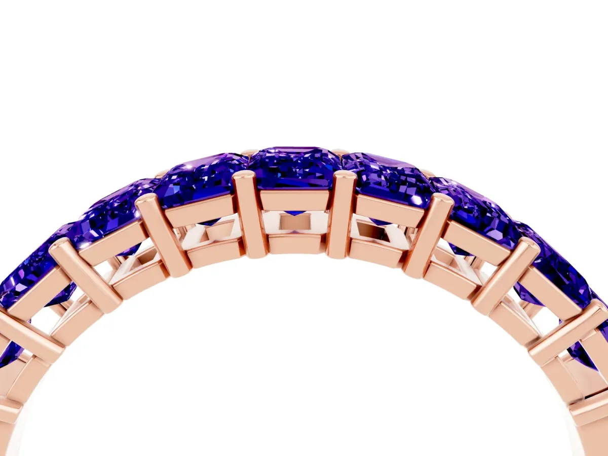 Emerald Cut Tanzanite Prong-Set Eternity Band Rose gold