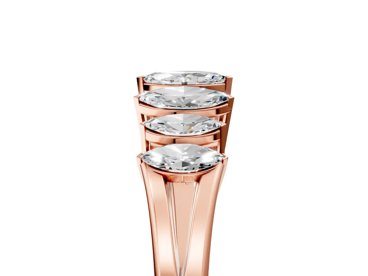 Marquise Diamond Prong-Set Half-Eternity Band Rose gold