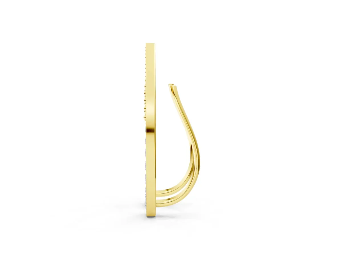Pavé Round Diamond Curved Bar Earrings Yellow gold