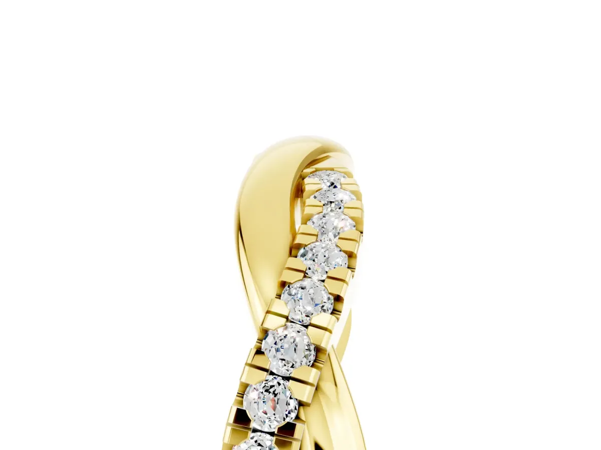 Round Moissanite Twisted Infinity Band with Prong Setting Yellow gold