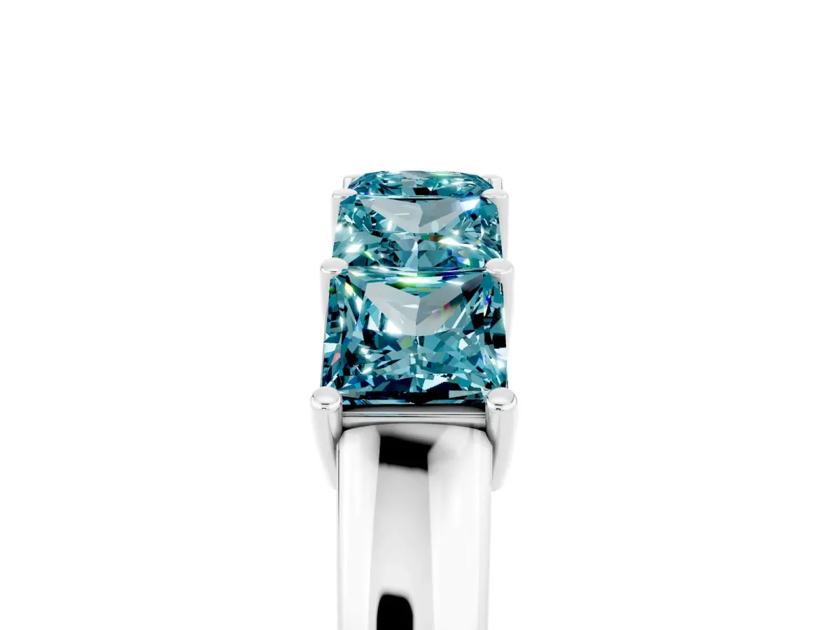Princess Cut Five-Stone Blue Topaz Band with Prong Setting White gold