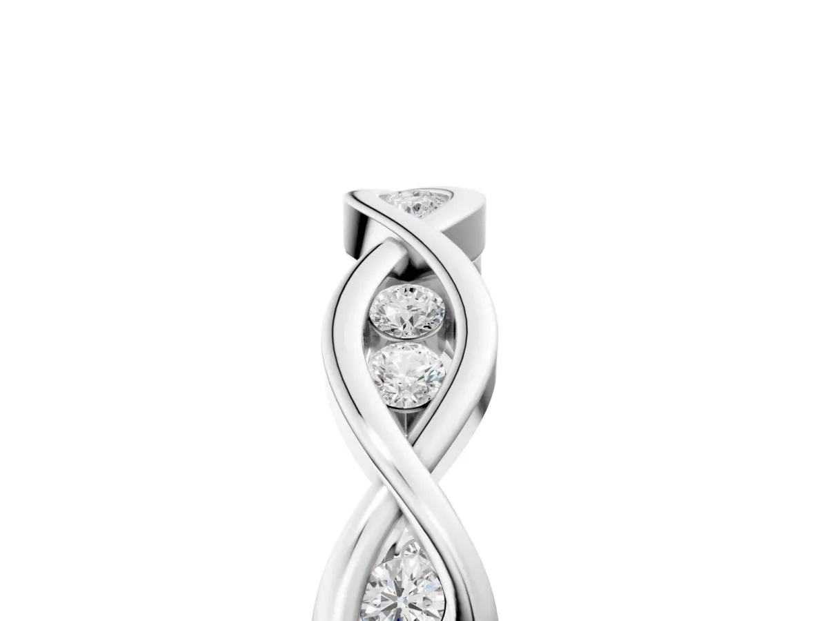 Round Diamond Twist Eternity Band with Bezel Setting Platinum