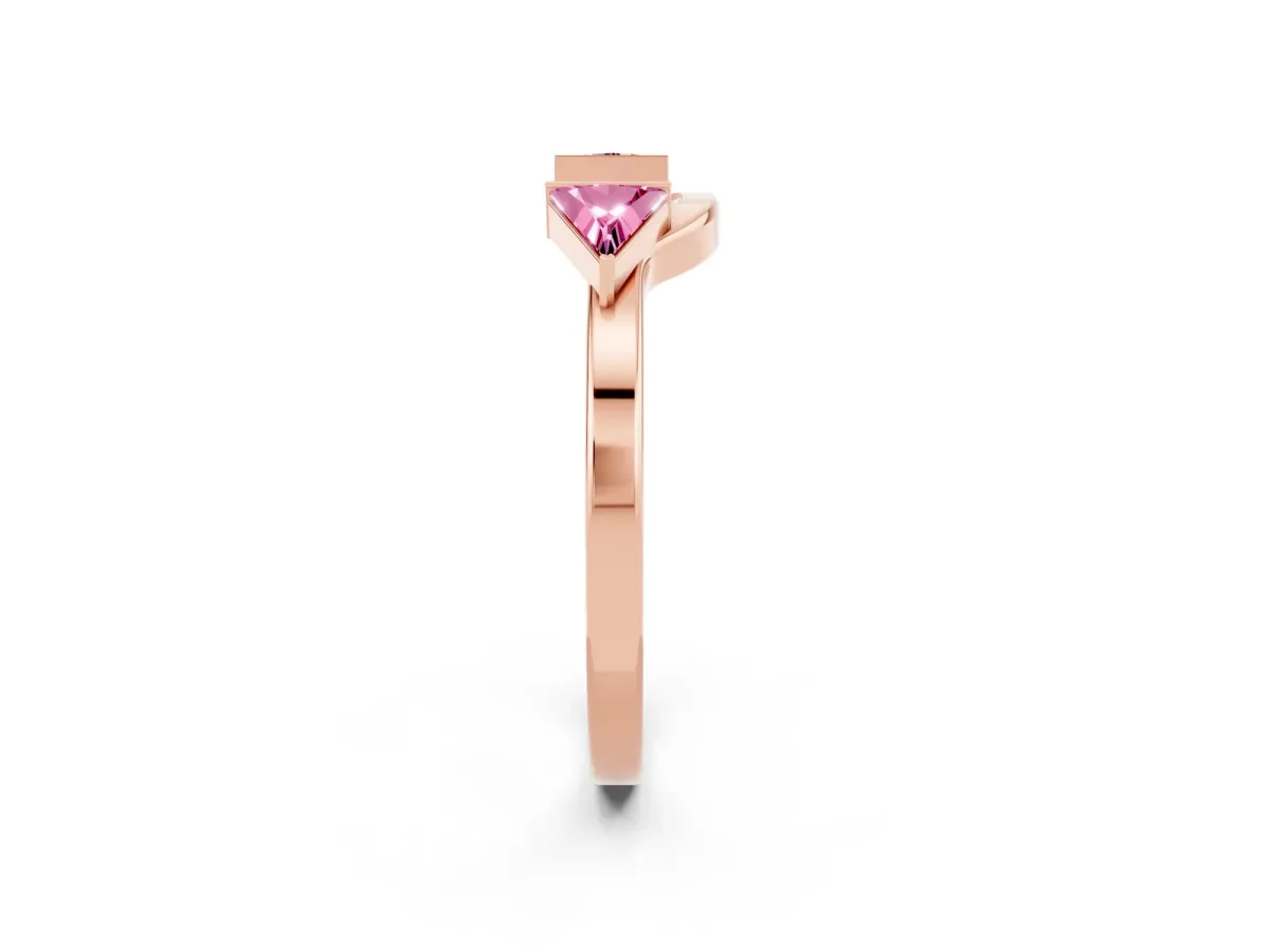 Trillion Pink Sapphire Open Band Ring with Bezel Setting Rose gold
