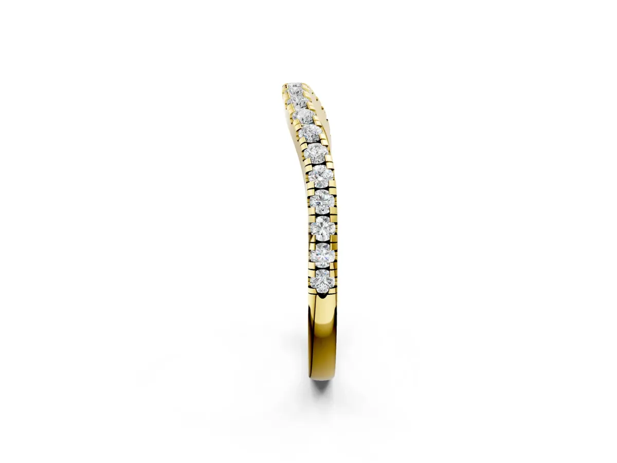 Round Diamond Pavé Half Eternity Band with Shared Prong Setting Yellow gold