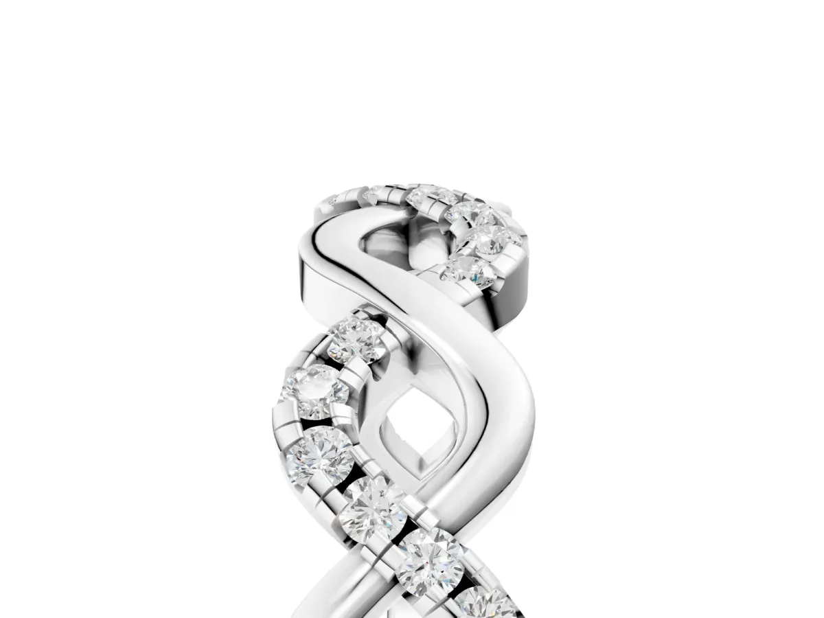 Twist Infinity Round Diamond Band with Pavé Setting Platinum