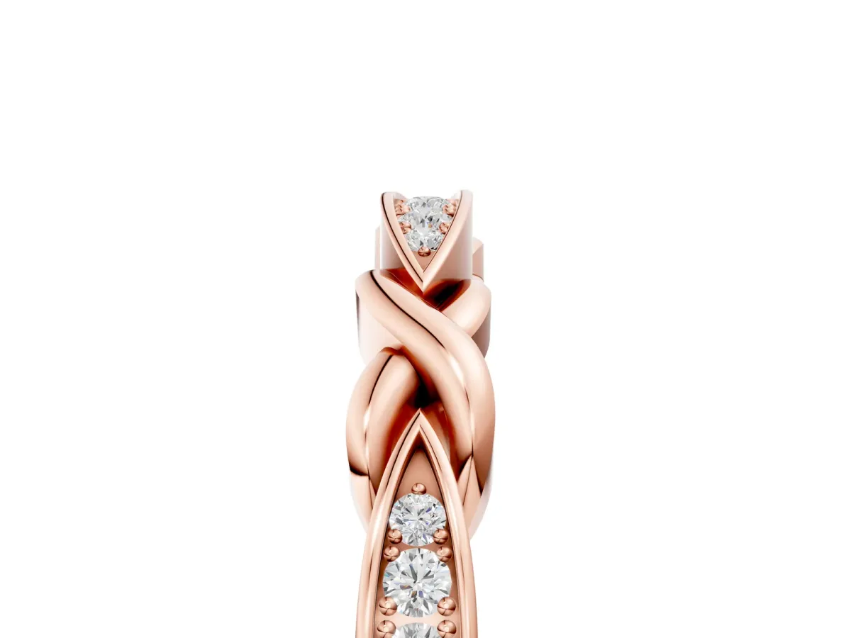 Twisted Marquise Diamond Pavé Band with Shared Prong Setting Rose gold
