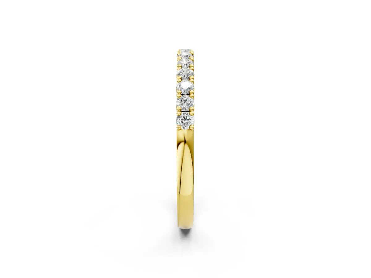 Round Diamond Half-Eternity Band with Shared Prong Setting Yellow gold