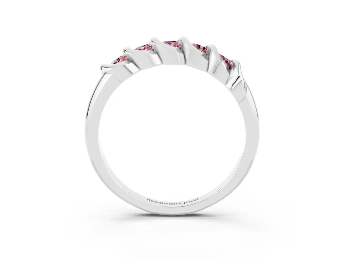 Round Morganite Eternity Band with Twist Prong Setting Silver