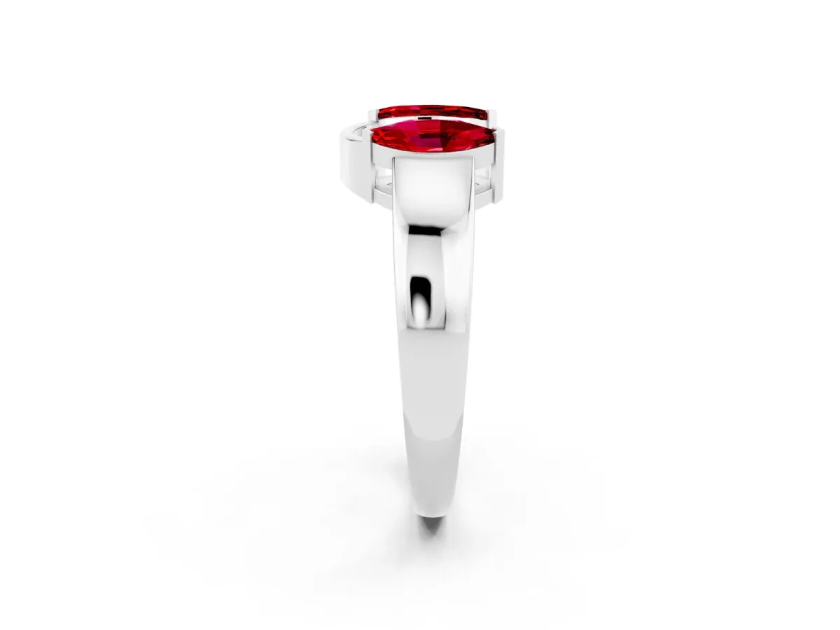 Marquise Ruby Open Band Ring with Tension Setting White gold