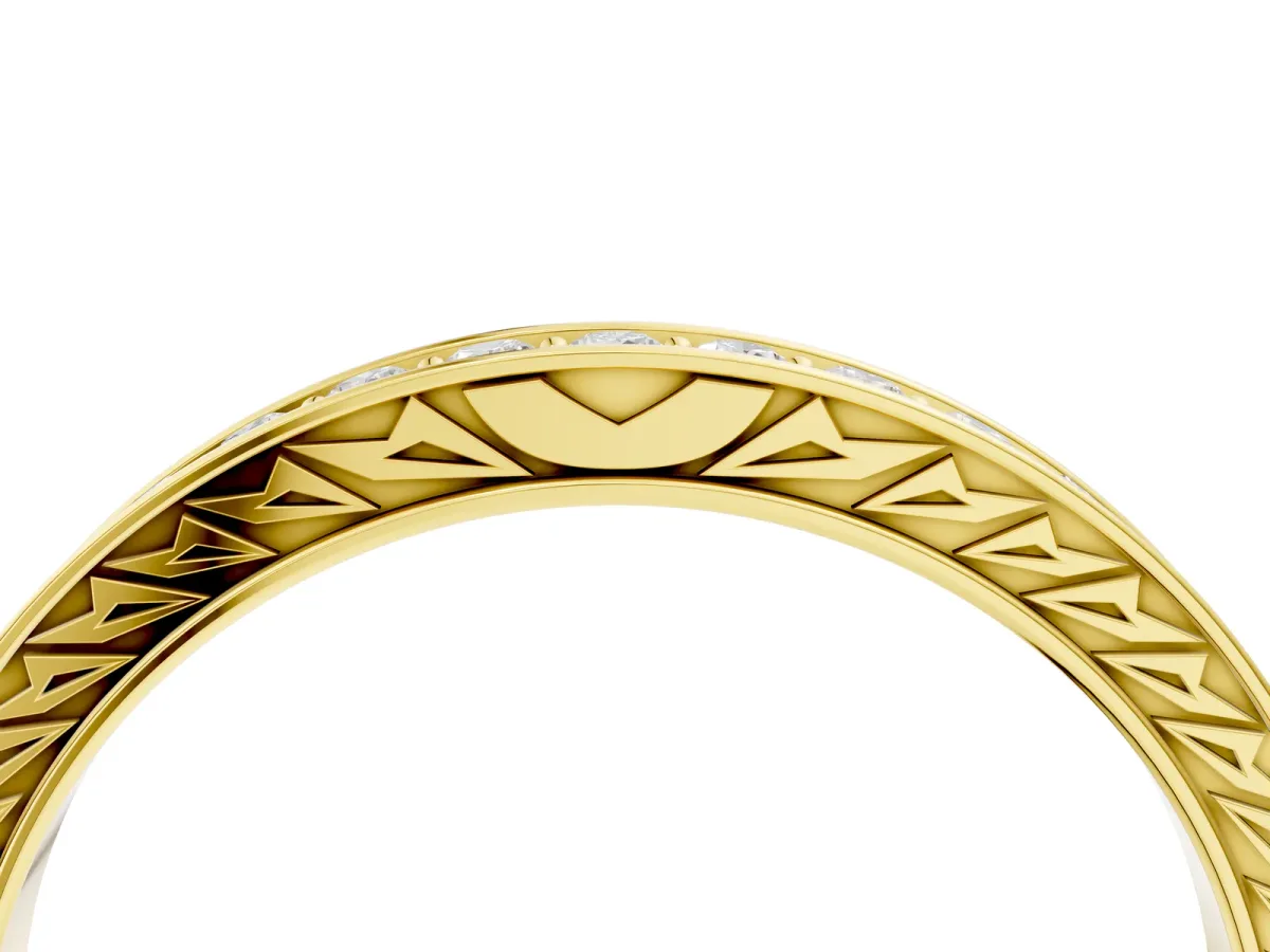Round Cut Diamond Pavé Eternity Band with Channel Setting Yellow gold