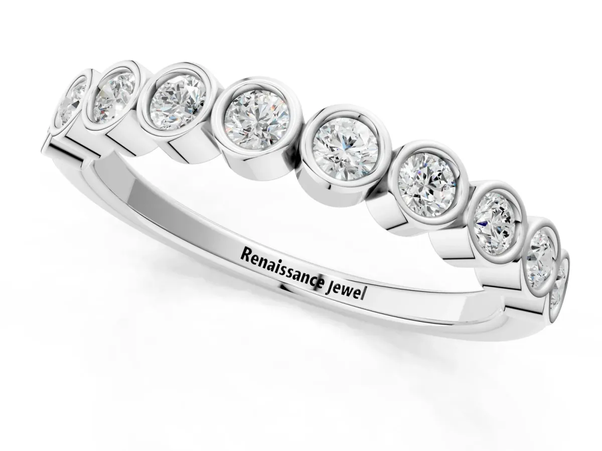 Bezel Set Round Diamond Eternity Band Platinum