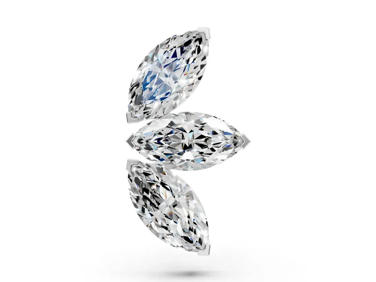 Marquise Diamond Trio Flatback Earring White gold