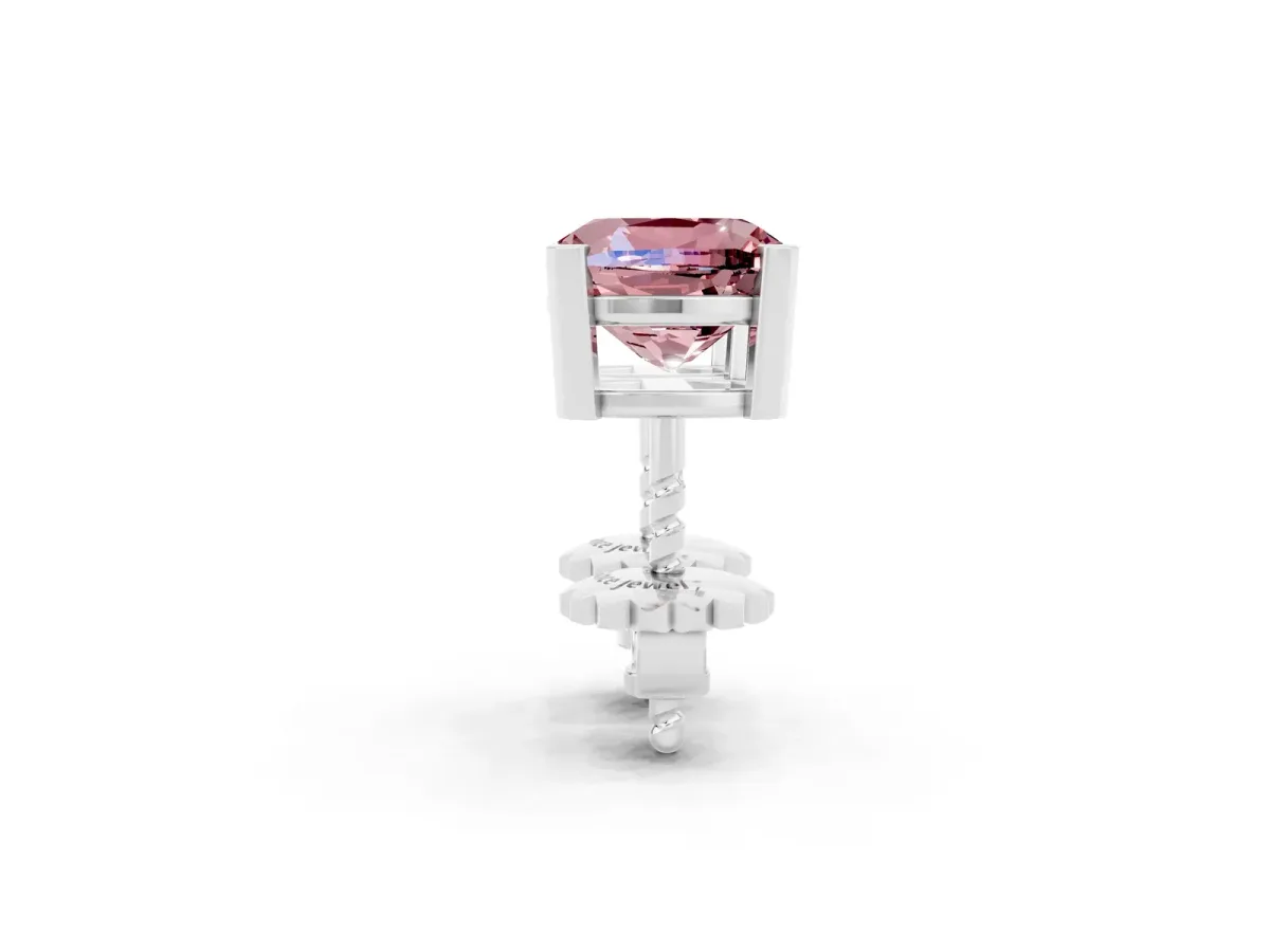 Cushion Cut Morganite Stud Earrings Silver