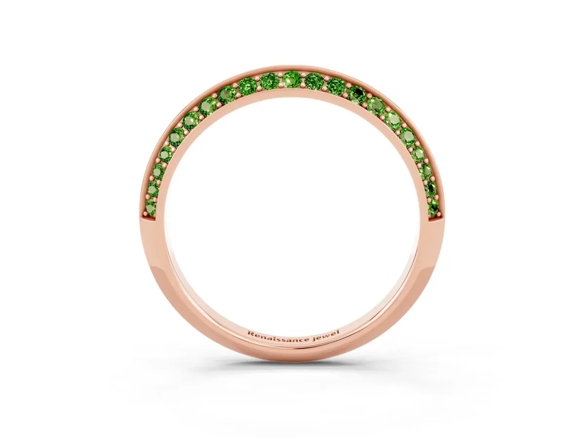 Double Row Pavé Round Peridot Eternity Band with Channel Setting Rose gold
