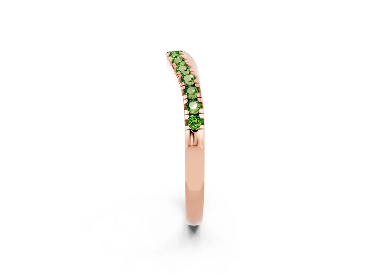 Peridot Pavé Curved Wedding Band Rose gold