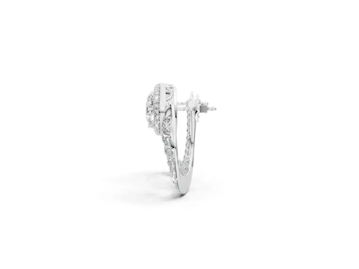 Pear Diamond Open Teardrop Stud Earrings Platinum