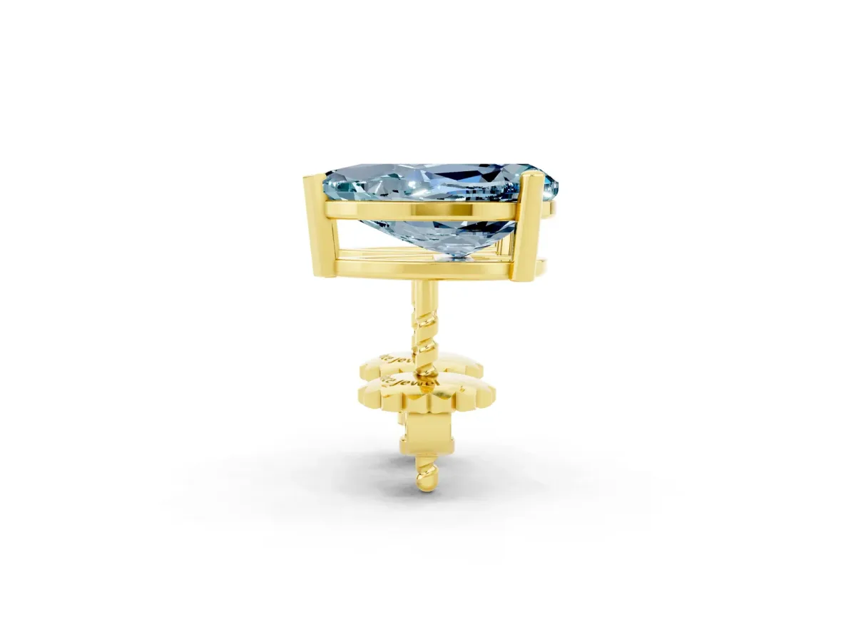 Pear Cut Aquamarine Stud Earrings Yellow gold