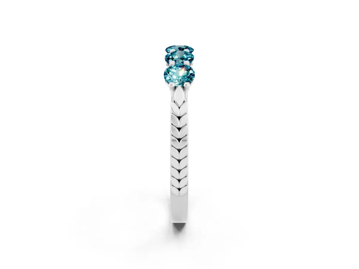 Five-Stone Round Blue Topaz Prong-Set Band Silver