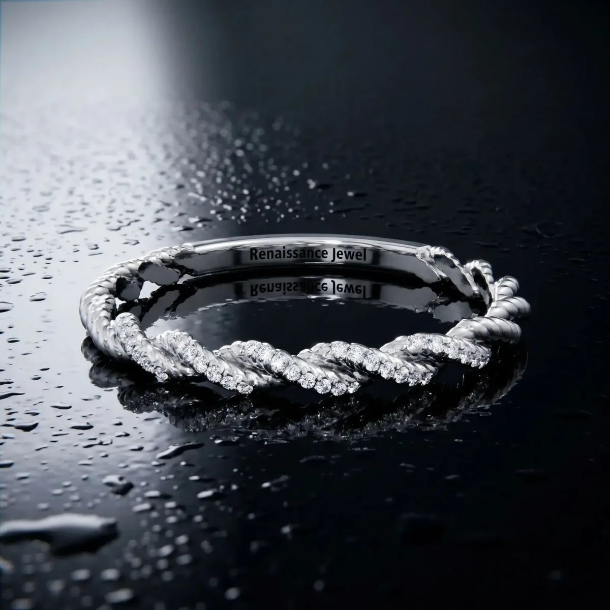 Twisted Rope Solitaire Band with Round Stone and Bezel Setting Platinum
