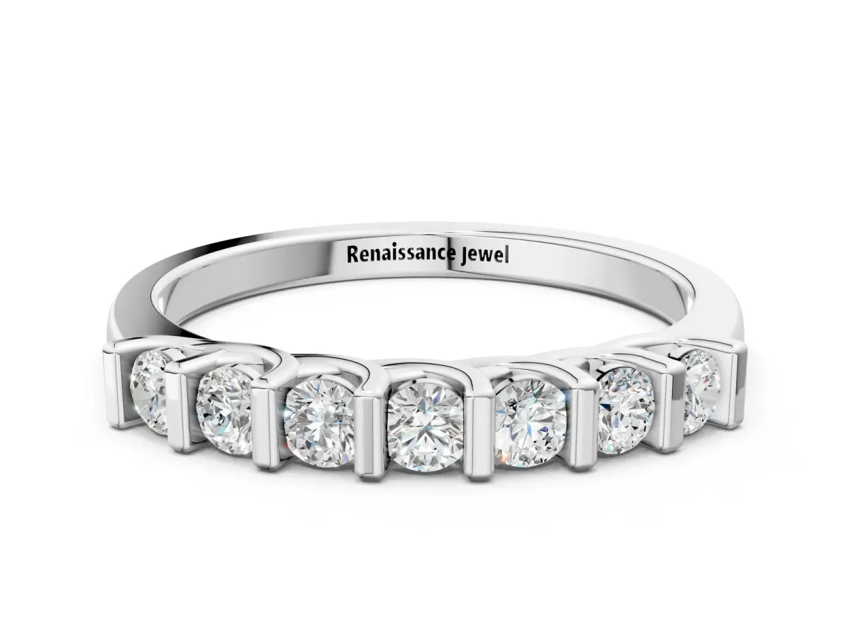 Channel-Set Round Diamond Half-Eternity Band White gold