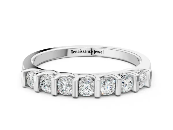 Channel-Set Round Diamond Half-Eternity Band Platinum