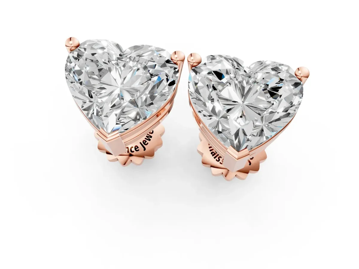 Heart Cut Diamond Stud Earrings Rose gold