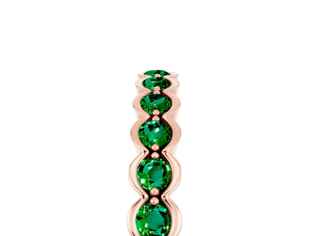 Round Emerald Bezel Set Eternity Band Rose gold