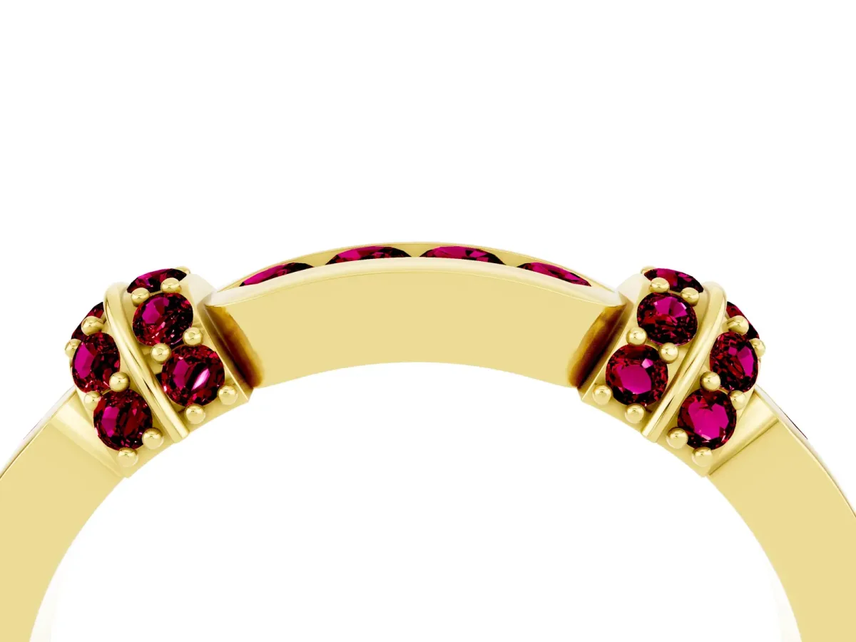 Pavé Round Garnet Link Band with Bezel Setting Yellow gold