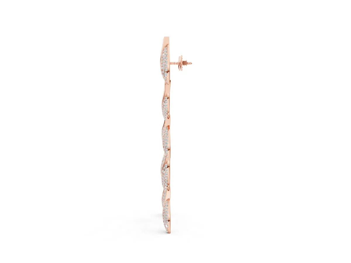 Round Diamond Pavé Olive Branch Drop Earrings Rose gold
